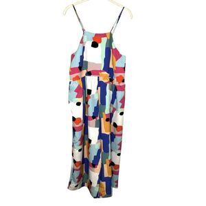 Crosby by Mollie Burch Jumpsuit Womens Small Abstract Wide Leg Pockets Romper